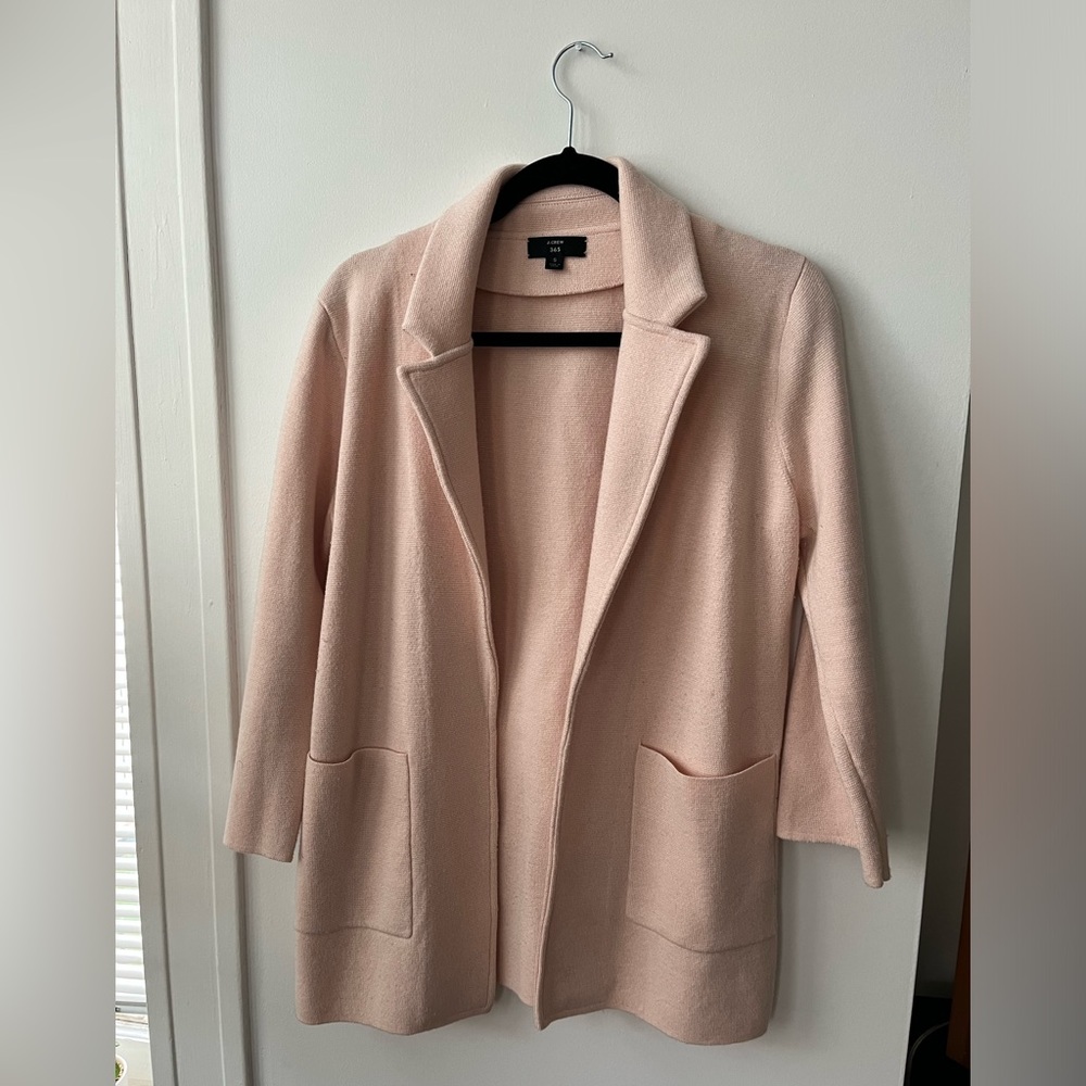 J. Crew 365 Sophie Open Front Sweater, Merino Wool Blend in Light Pink